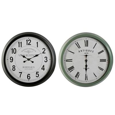 Home ESPRIT Wandklok, zwart, groen, metaal, glas, 70 x 9 x 70 cm (2 stuks)