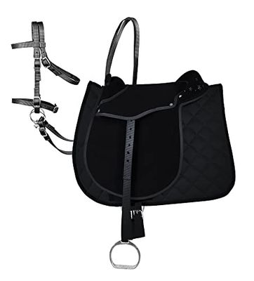 PFIFF 102292 Zadelset, complete uitrusting voor pony's en houten paarden, pluche paarden, zwart