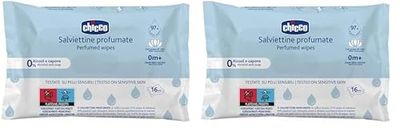 Chicco Toallitas de Bolsillo Para Bebés, Multiusos, Sin Alcohol, Perfumadas, Aptas Para Pieles Sensibles, 1 Paquete de 32 Piezas