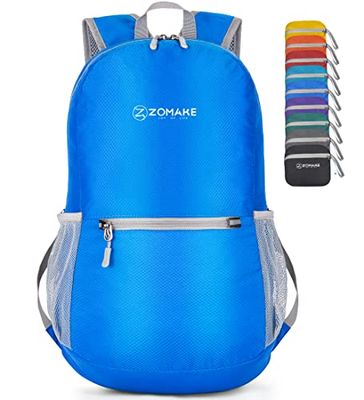 ZOMAKE Sac a Dos Pliable Ultra Léger Sac à Dos De Randonnée Petit Packable Daypack 20L Pour Femme Homme Sports Et Plein Air(Bleu Foncé)