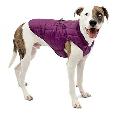 Kurgo Loft Cappotto Reversibile per Cani, Impermeabile, Riflettente, Compatibile con Imbracatura, Viola/Gris, L