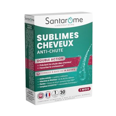 Santarome - Sublimes Cheveux Anti-Chute - Complément alimentaire anti-chute cheveux - Vitamines B6, B8, Cheveux de Vénus - 30 comprimés - 1 mois - France