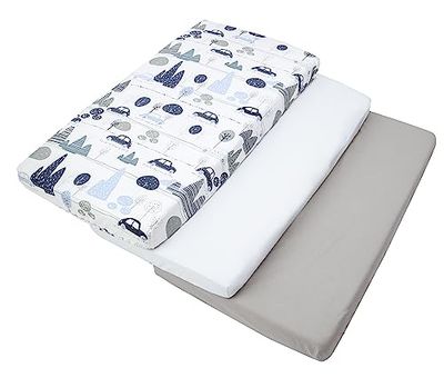 Medi Partners Juego de 3uds. Sábana Bajera Ajustable 60x120cm 100% algodón Ropa de Cama para bebés colchón Saco de Dormir Cuna