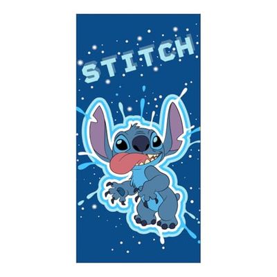 Disney Lilo ET Stitch, Asciugamano, 100 x 140 cm, Misto, Bambino, Ragazza, Tela, Quadri, Telo da spiaggia, Asciugamano da bagno, Lino, Cotone, Modello AYM-098STITCH-BTM S1-TU, Bleu