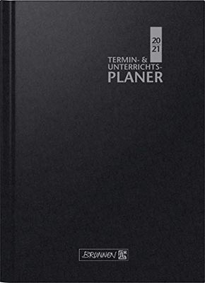 BRUNNEN 1075760901 Weekly Calendar/Teaching Planner, 2020/2021, 2 Pages = 1 Week Portrait A4: 23 x 29.7 cm, Baladek Cover, Black