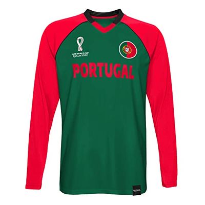 FIFA Ufficiale World Cup 2022 Classic Manica Lunga-Portogallo T-Shirt, Rosso, 4-5 Anni Bambini e Ragazzi