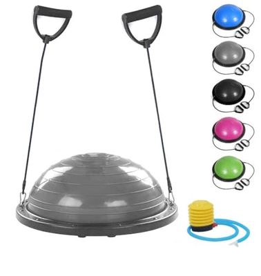 FMYBB70G Piłka do balansowania fitness (Ø 60 cm) | Piłka z ABS i PCW | Półkula treningowa do ćwiczeń gimnastycznych | Zwiększa równowagę wytrzymałość i trenuje rdzeń (szary)
