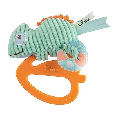 Chicco My Sweet Doudou Kameleon Bijtring, Kameleon Trickle gemaakt van kwaliteitsstoffen, zachte kunststof ring, verlichting tijdens tandjes, babyspeelgoed, 3-18 maanden