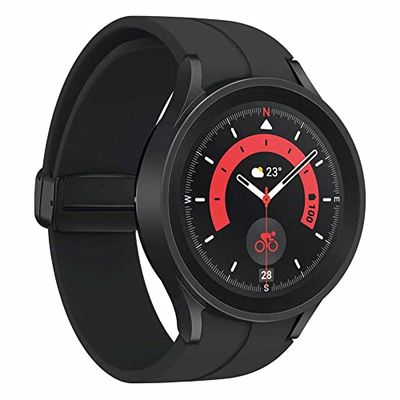 Samsung Galaxy Watch5 Pro, ronde Bluetooth smartwatch, Wear OS, outdoor fitnesshorloge, fitnesstracker, 45 mm, titanium zwart