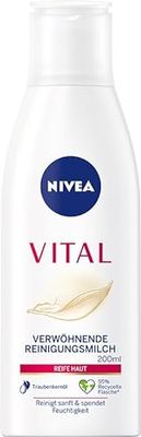 NIVEA Vital, latte detergente per la pelle matura, rimuove accuratamente il trucco e lo sporco della pelle, delicato latte detergente (200 ml)