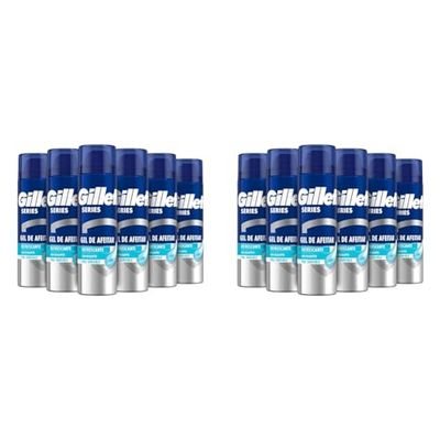 Gillette Series Gel De Afeitar Refrescante Con Eucalipto Para Hombre, Piel Sensible, Contra Cortes, Ardor, Escozor, Enrojecimiento Y Tirantez, 200ml x6 (Paquete de 2)