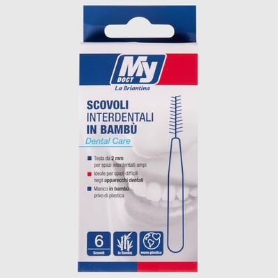 My Doct Scovolini Interdentali Monouso in Bambù e Nylon - Confezione da 6 Pezzi, Morbidi ed Ecologici, Igiene Orale Sostenibile