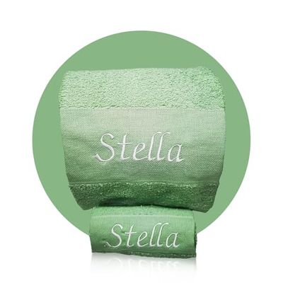 Asciugamani Personalizzati Con Nome - Asciugamano Asilo Personalizzato, Set Bagno, Asciugamano Personalizzato (Set 2 Asciugamani, Verde)