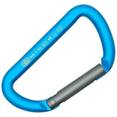 KONG Mini D Moschettone Alluminio-anodizzato Moschettone, Adulti Unisex, Ciano/Grigio (Multicolore), 80 mm