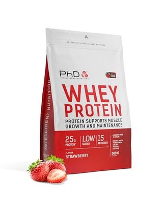 PhD Nutrition Whey Powder 500g Strawberry – with 25g Informed Protein per Serving, enriched with Well-Tolerated Cultures