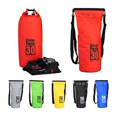 Relaxdays Ocean Pack, 30 liter, licht, waterdichte tas, zeilen, snowboarden, outdoor droogtas, Dry Bag, plunjezak, rood