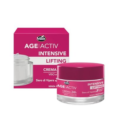 Matt, AGEACTIV Intensive Lifting, Crema Viso e Collo 24h, con Siero di Vipera 3-Alpha Plus, Idrata la Pelle, Riduce le Rughe, Ideale per una Pelle Distesa e Rilassata, Senza Profumo, 50 ml
