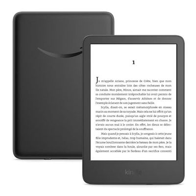 Nouvel Amazon Kindle (16 Go) | Le plus léger et compact, avec écran antireflets, changements de page plus rapides, éclairage avant réglable et longue autonomie | Avec publicités | Noir