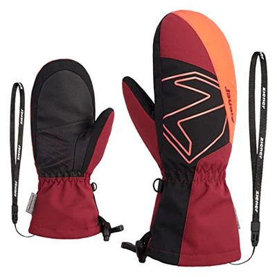 Ziener Lavalino - Muffolo da sci per bambini, impermeabile, extra caldo, lana, rosso, 4,5