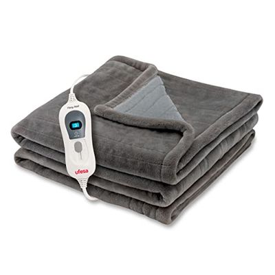 Ufesa Softy Fleece, Elektrische verwarmingsdeken,120W, Ultrazacht, 3 Temperatuurniveaus, Automatische uitschakeling, Wasbaar, 150x100,Metálico
