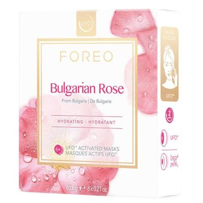 FOREO Aktywna maska UFO z bułgarską różą do suchej skóry, regenerująca i kojąca, olejek z nasion róży i jojoba z Bułgarii, wolna od curelty, kompatybilna z UFO 2 i UFO
