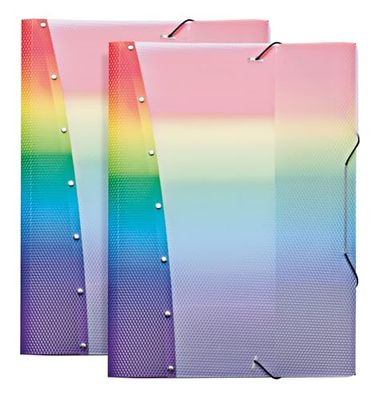 VELOFLEX 4432404-2 - Cartella Rainbow Diamond, DIN A3, 2 cartelle organizer con elastico, resistenti, cartella legale in PP