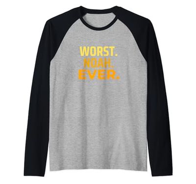 Worst Noah Ever Funny Nome Scherzo Personalizzato Gag Maglia con Maniche Raglan