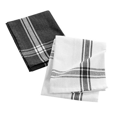 Douceur d'Intérieur, 2 Tea Towels 50 x 70 cm Anthracite/Recycled Woven Cotton/Kitchen