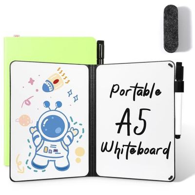 AGM A5 Portatile Lavagna Cancellabile, bifacciale scrivibile, con Pennarello, Scrive Senza Intoppi per Studio, Bozza, Appunti, Nessuna magnetiche