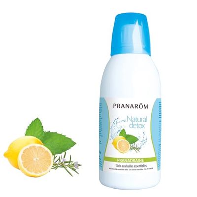 Pranarôm Pranadraine Détox Naturelle Elixir aux Huiles Essentielles Détoxifie/Draine Preêt à Boire Multicolore Taille Unique 500 ml
