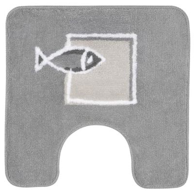 Spirella Tapis de Bain Polyester Andros 50x50cm Motif Poisson Gris