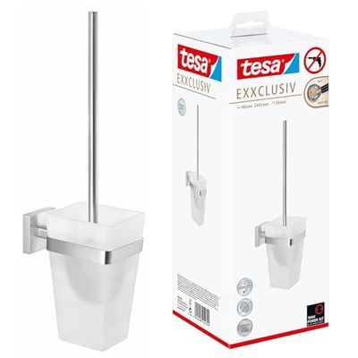 tesa® Deluxxe Crochet serviettes, adhésif, métal chromé finition brillante, design moderne, garanti inoxydable, 50mm x 50mm x 39mm
