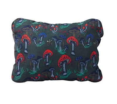Therm-a-Rest Cinch Almohada comprimible para Camping y Senderismo, Regular, 35,6 × 45,7 cm, Fondo Verde Oscuro con Setas de Colores (Fun Guy Print)
