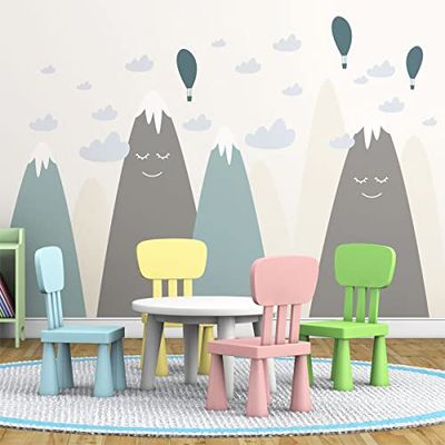 Stickers muraux Enfants - Décoration Chambre bébé - Autocollant Sticker Mural géant Enfant Montagnes scandinaves AYAKA - 70x105cm