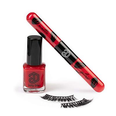 Jolly Dim by Inglot Makeup Set 1 - Matte & Gloss Lip Duo Deep Red 1, Eyelashes Classy, Nail Polish Carmine 5, idea regalo Per il look della sera o di tutti i giorni