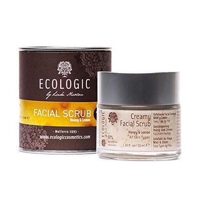 Krämig ansiktsskrubb (honung och citron med olivben) - 50 ml Ecologic Cosmetics av Linda Nicolau. Hållbar ekologisk kosmetisk bio miljövänlig