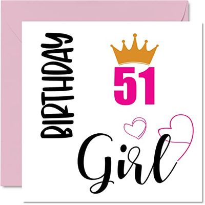 Biglietto di auguri il 51° compleanno da donna ragazza 51 anni nonna nonna mamma zia sorella 145mm biglietto di auguri il cinquantunesimo compleanno