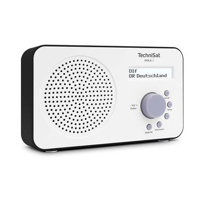 TechniSat VIOLA 2 - Radio DAB portable (DAB+, FM, Haut-parleurs, Prise casque, Ecran sur 2 lignes, Touche de commande, petit, 1 Watt RMS) blanc/noir
