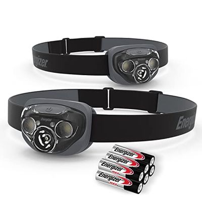 Energizer Pack Duo Lampade Frontali Vision HD+ 260 lumen, resistenti IPX4, fascio lungo raggio 70 m, autonomia 8 ore, fascia comoda, ideale attività all'aperto, batterie incluse