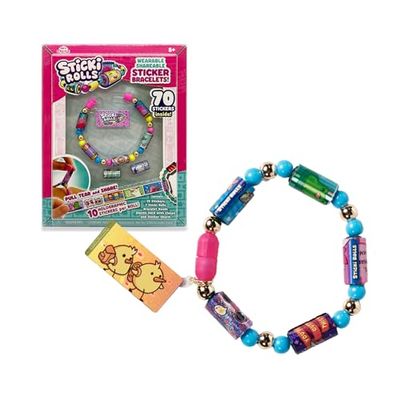 SKY CASTLE - Sticki Rolls Band Single Pack, Braccialetti con adesivi, Rotoli adesivi a tema Kawaii, 50 adesivi per braccialetto, 2 rotoli intercambiabili extra, famosi (TCR01000)
