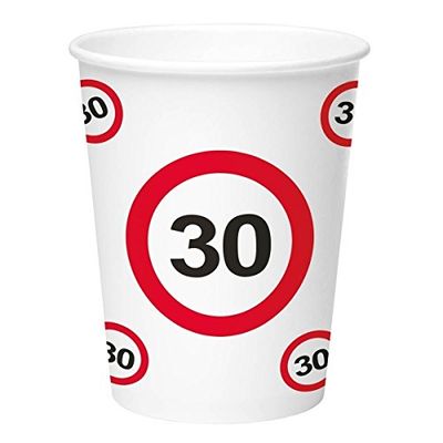 Bicchieri di carta 350 ml con segnale stradale 30 anni - 8 pezzi