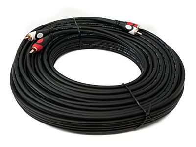 System-S Cable RCA 2 RCA de 20 m macho a macho, adaptador AV estéreo en negro