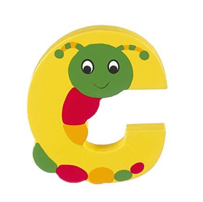 Wooden Letters by Orange Tree Toys, Letter C for Caterpillar - Alphabet Animal Letter for Personalised Baby Name, Toy Box, Door, Wall Decorations, Animals Nursery Decor, Boys Girls Bedroom Accessories