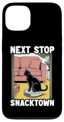 Next Stop Snacktown Robot Vacuum Cleaner Funny Cat Case for iPhone 13
