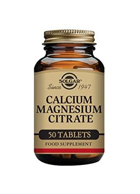 Solgar Calcium Magnesium Citrate Tablets - Pack of 50 - Supports Muscle and Nervous System - For Energy Release and Reduces Tiredness - Vegan, Gluten Free and Kosher