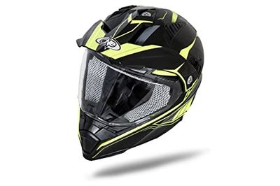 one by Camamoto casco touring integrale, atv quad enduro doppia visiera nero lucido/giallo ta