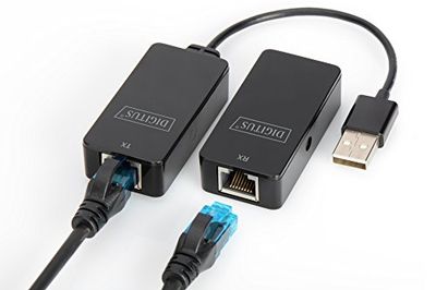 DIGITUS USB Extender - Range 50 m - USB 2.0 - UTP, STP & S-FTP network cable from Cat-5 - Plug & Play - Black