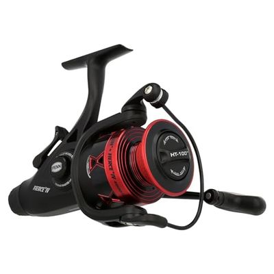 PENN Fierce IV Live Liner, fiskerulle, spinnrullar, hav - kustfiske, mångsidigt havsfiske efter båt, kajak, strand, jigging, surfing och allroundbruk, unisex, svart/röd, 4000