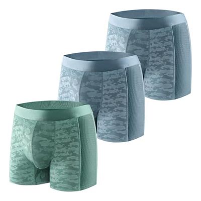 Carer 3 Pack Cool & Breathable Men's Incontinence Boxer Briefs, Fashionable Incontinence Pants for Men with 80 ML Absorbent Pad Prevents Bladder Leaks Mild Incontinence Light Blue & Green Size XXL