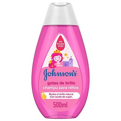 Johnson's Baby, Champú Gotas de Brillo para Niños, Con Aceite de Argán, Cabello Brillante, Suave y Sedoso, 500 ml